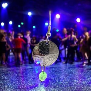 Chic Sterling Silver Earrings with Neon Fluorescent Uranium Glass Accent